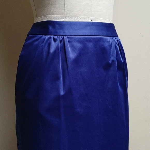 Talbots Petites Special Occasion Violet Satin Maxi Pencil Skirt w Pockets - Picture 4 of 17
